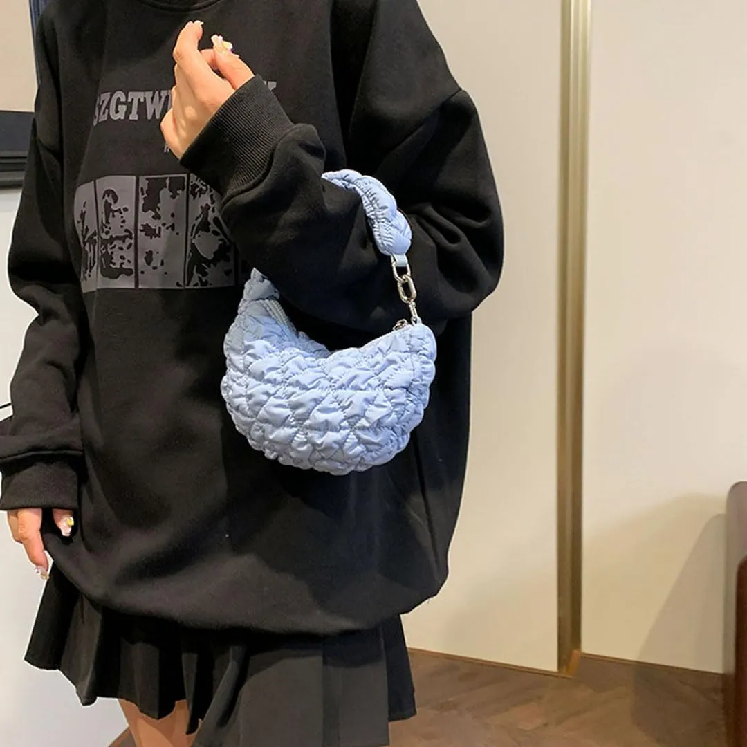 Quilted Tote Bag for Women Mini Puffer Bag Puffer Shoulder Bag Puffy Tote Bag Nylon Bag Lightweight Carryall Bag