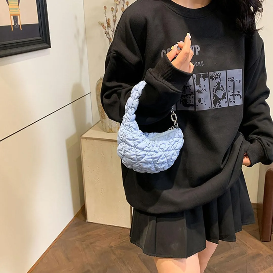 Quilted Tote Bag for Women Mini Puffer Bag Puffer Shoulder Bag Puffy Tote Bag Nylon Bag Lightweight Carryall Bag