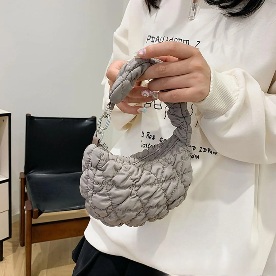 Quilted Tote Bag for Women Mini Puffer Bag Puffer Shoulder Bag Puffy Tote Bag Nylon Bag Lightweight Carryall Bag