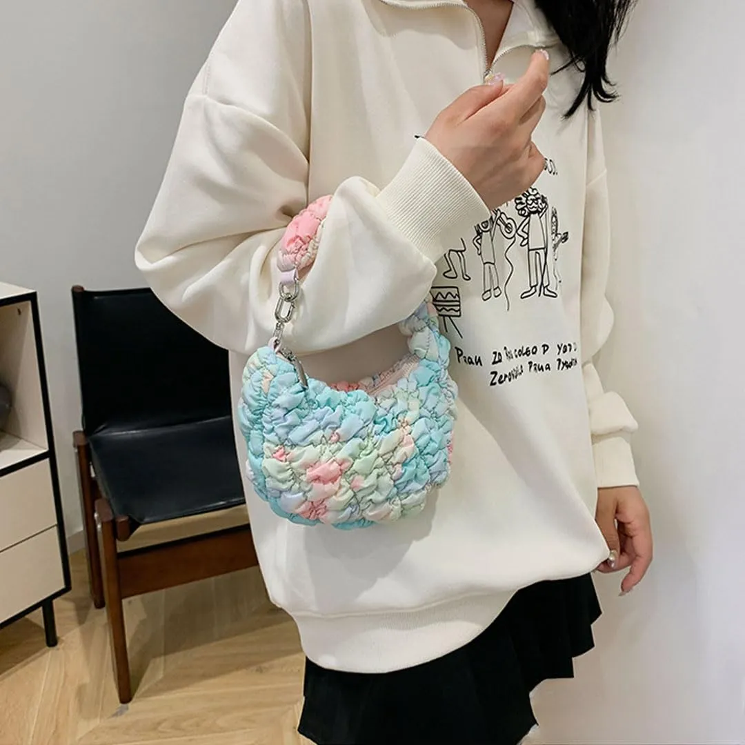 Quilted Tote Bag for Women Mini Puffer Bag Puffer Shoulder Bag Puffy Tote Bag Nylon Bag Lightweight Carryall Bag