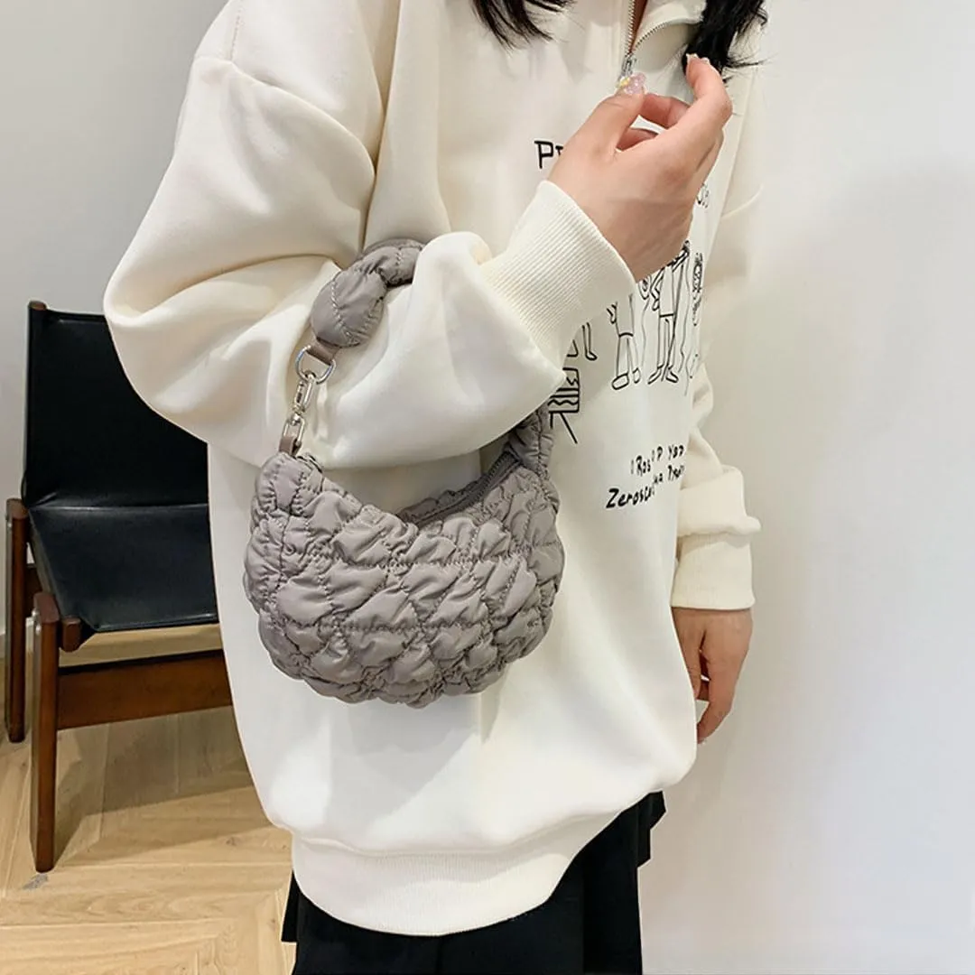 Quilted Tote Bag for Women Mini Puffer Bag Puffer Shoulder Bag Puffy Tote Bag Nylon Bag Lightweight Carryall Bag