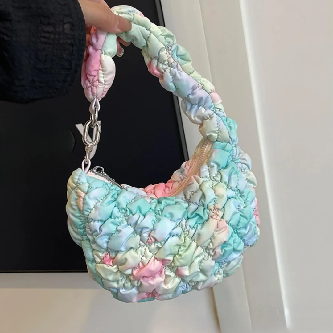 Quilted Tote Bag for Women Mini Puffer Bag Puffer Shoulder Bag Puffy Tote Bag Nylon Bag Lightweight Carryall Bag