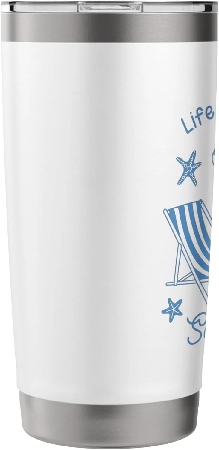 "Life Is Not A Race" Beach Chairs Umbrella Slow Down Summer Stainless Steel Insulated Tumbler