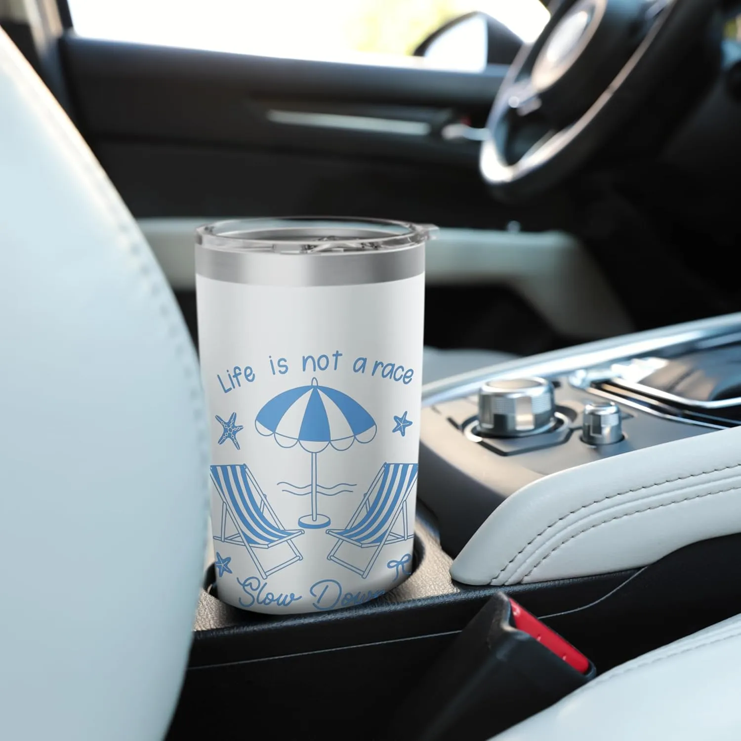 "Life Is Not A Race" Beach Chairs Umbrella Slow Down Summer Stainless Steel Insulated Tumbler
