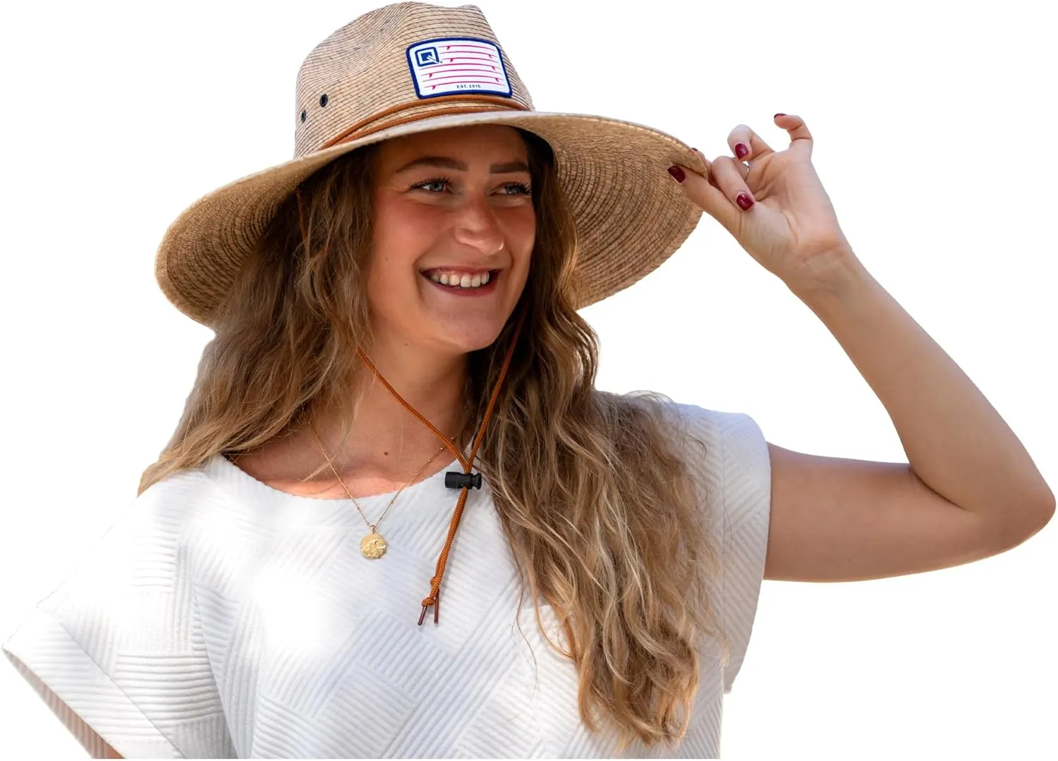 Qwave Packable Stone-Washed Straw Lifeguard Hat for Men and Women - Beach Straw Hat Protects from Summer Sun