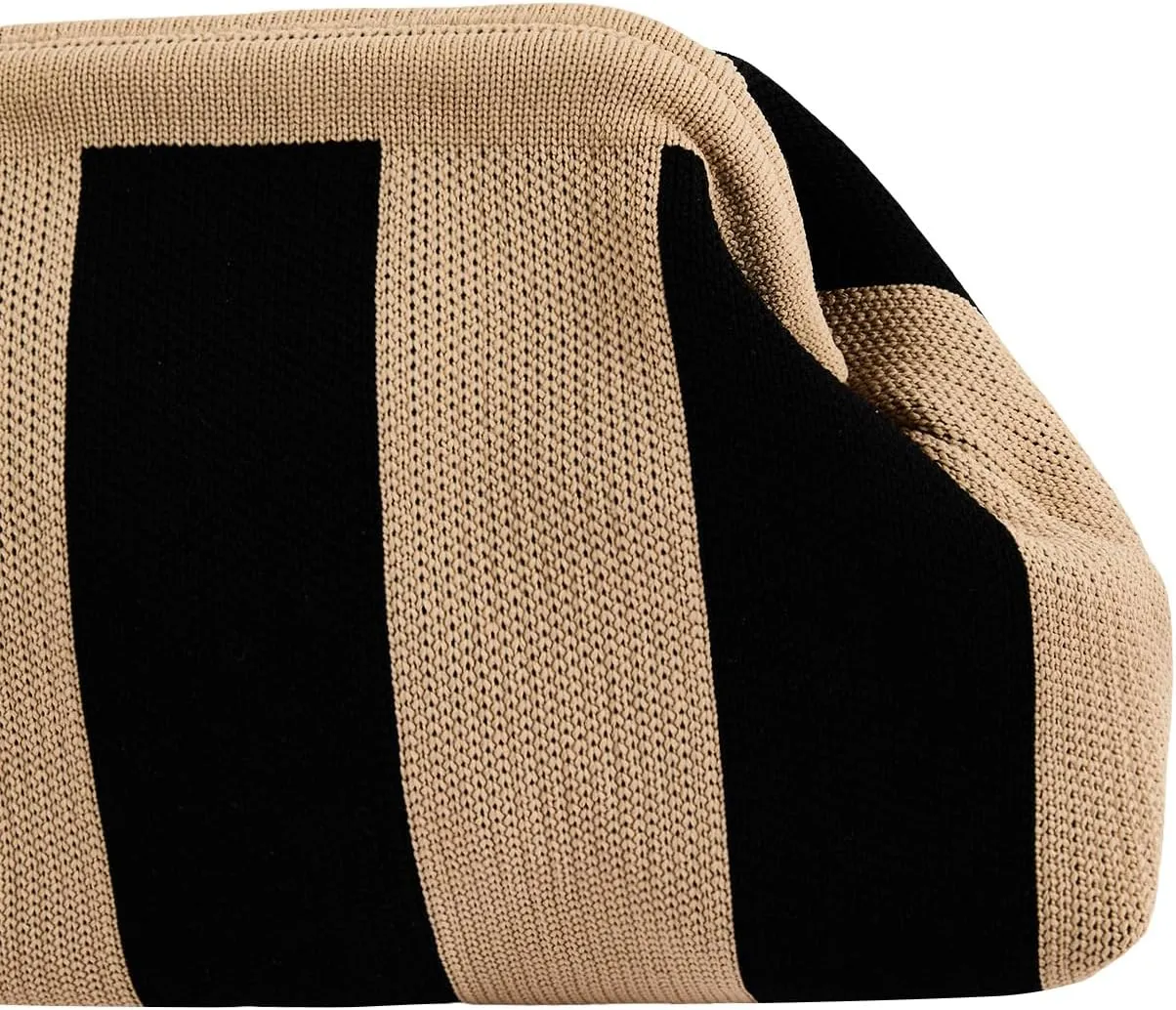 QWINEE Women's Crochet Purse Striped Woven Bag Knitted Spring Summer Handbag Clutch