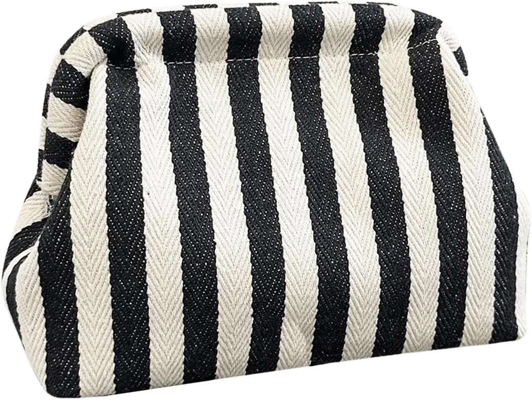 QWINEE Women's Crochet Purse Striped Woven Purse Colorblock Clutch Summer Beach Bags