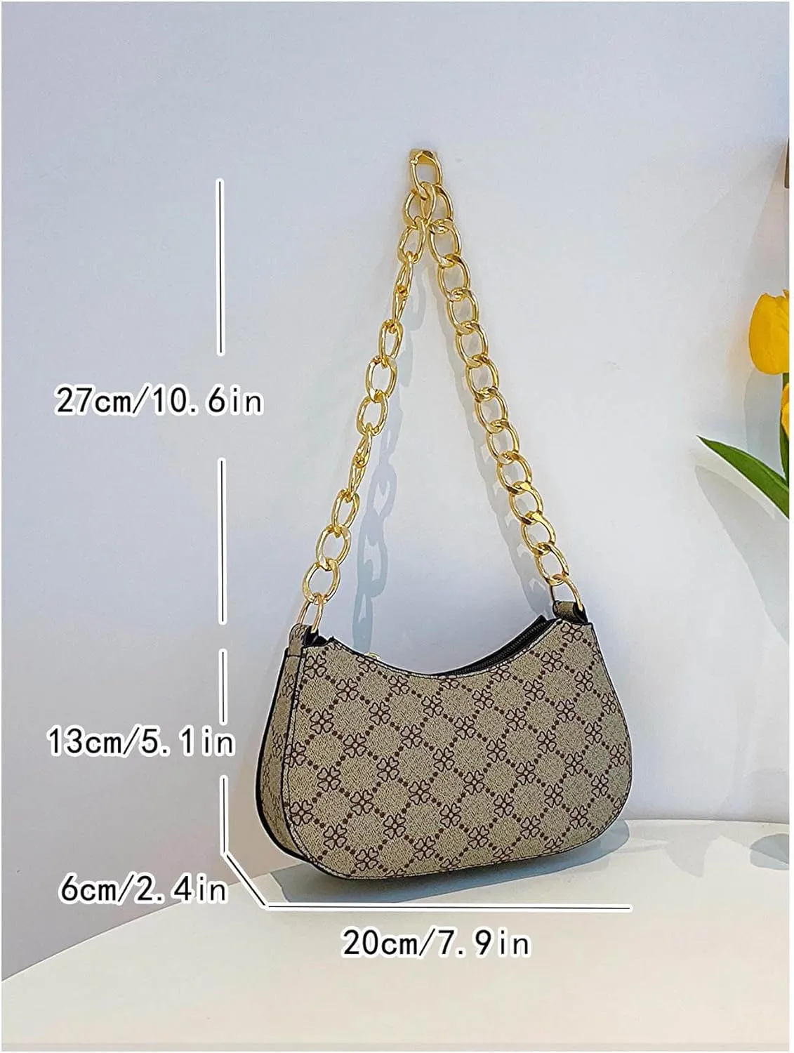 QWINEE Women's Y2K Leopard Print Shoulder Bag Chain Strap Zipper Underarm Purse Mini Handbags
