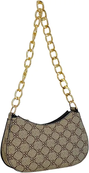QWINEE Women's Y2K Leopard Print Shoulder Bag Chain Strap Zipper Underarm Purse Mini Handbags