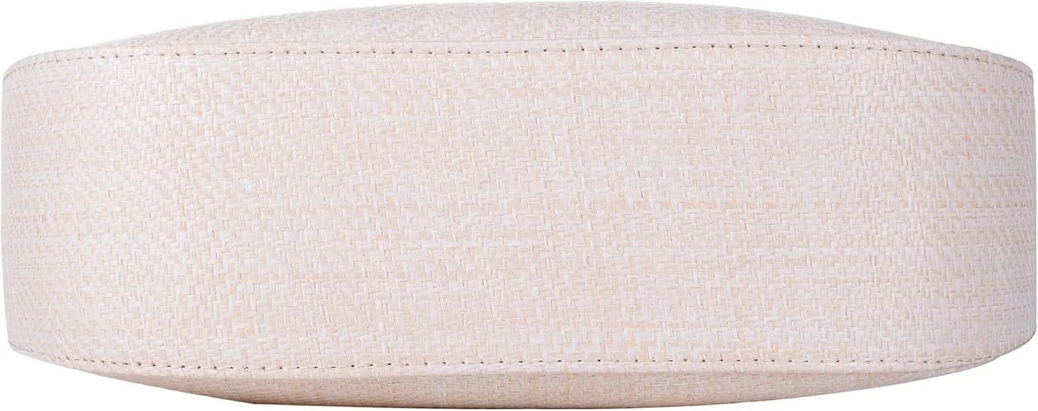 QZUnique Hand-woven Straw Bag Women Summer Beach Handbag Purse Retro Rattan Tote Clutch Travel Bag with Wood Round Top Handle