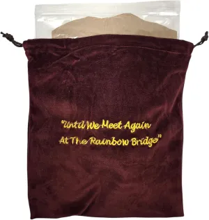 Rainbow Bridge Burgundy Velvet Cremains Bag – Medium (7” x 9”) – Designed for USE Inside The URN – Includes Resealable Plastic Bag for Secure Containment of Ashes