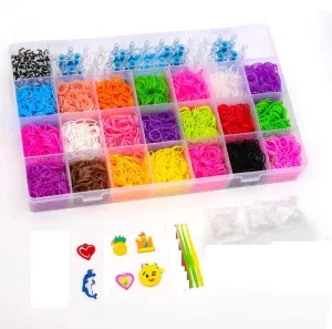 Rainbow Rubber Bands for Bracelets Kit with Case 4400 Loom Bands DIY Crafting Bracelet for Kids (Multicolor)