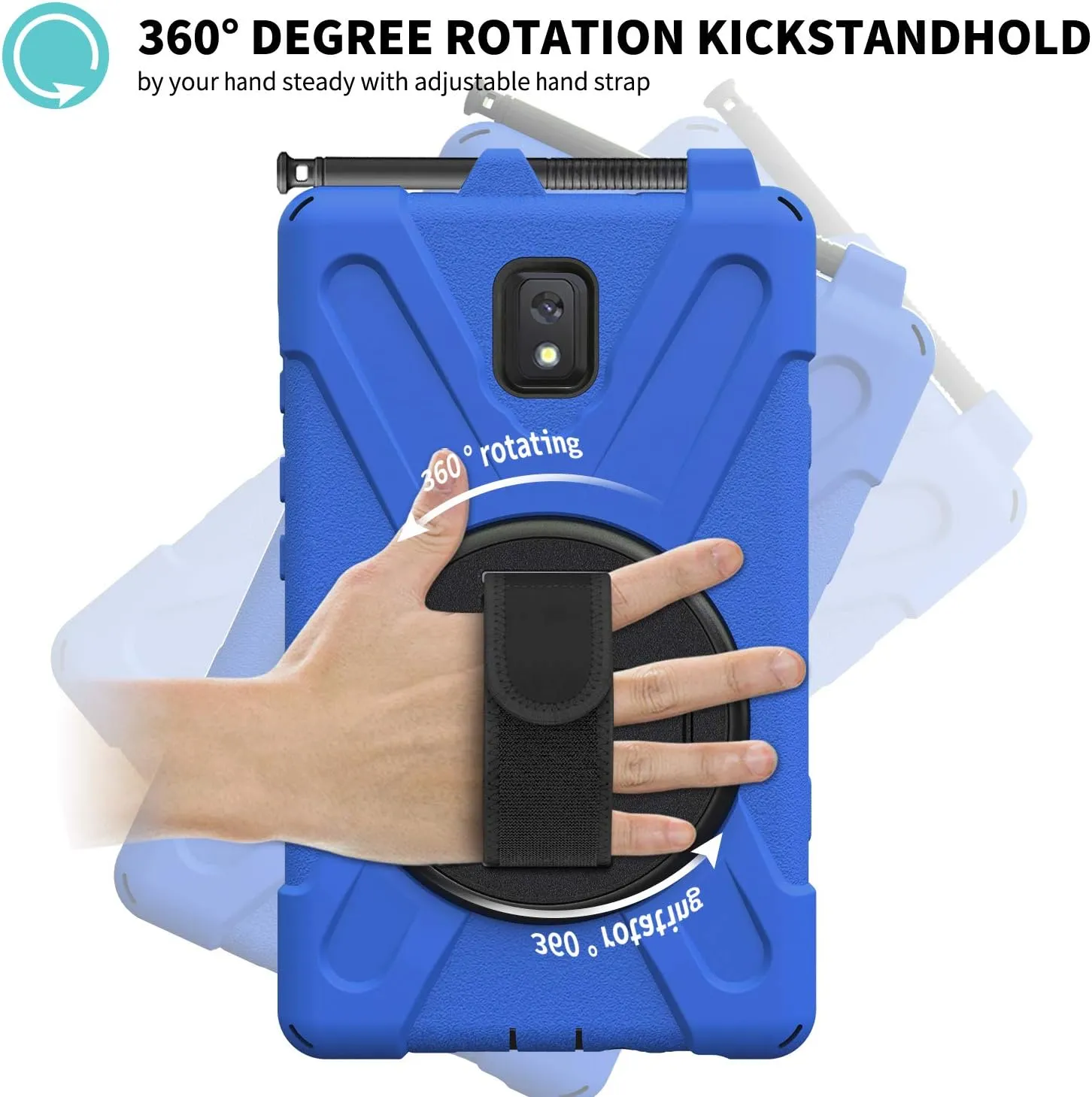 Rantice Samsung Galaxy Tab Active 3 8.0 Case, Heavy Duty Rugged Shockproof Drop Protection Case with 360 Stand, Handle Hand Strap & Shoulder Strap for Galaxy Tab Active3 8" 2020 T570/T575/T577 (Blue)