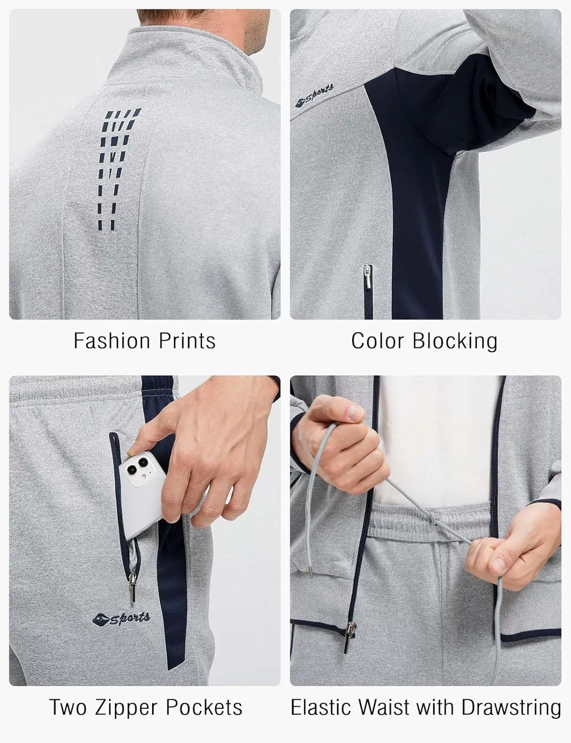 Rdruko Men's Tracksuit Sweatsuits 2 Piece Set Athletic Jogging Gym Activewear Sweat Track Suits Sets