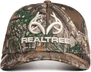 Realtree Men's Camo Hat with 3D Embroidered Antler Logo Hats - Premium 6 Panel Caps for Hunting, Fishing, Hiking and Outdoors