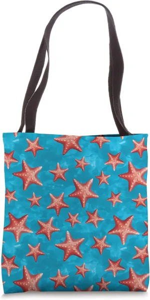 Red Starfish Summer Beach Nautical Coastal Tote Bag