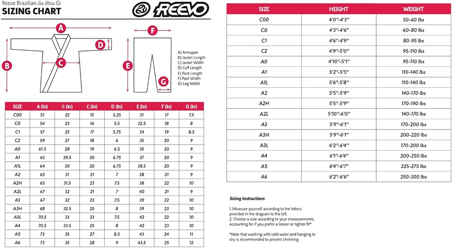 REEVO Guard Ultralight - Super Light - BJJ Gi for Kids and Adults - Brazillian Jiu Jitsu Uniform w/Free White Belt