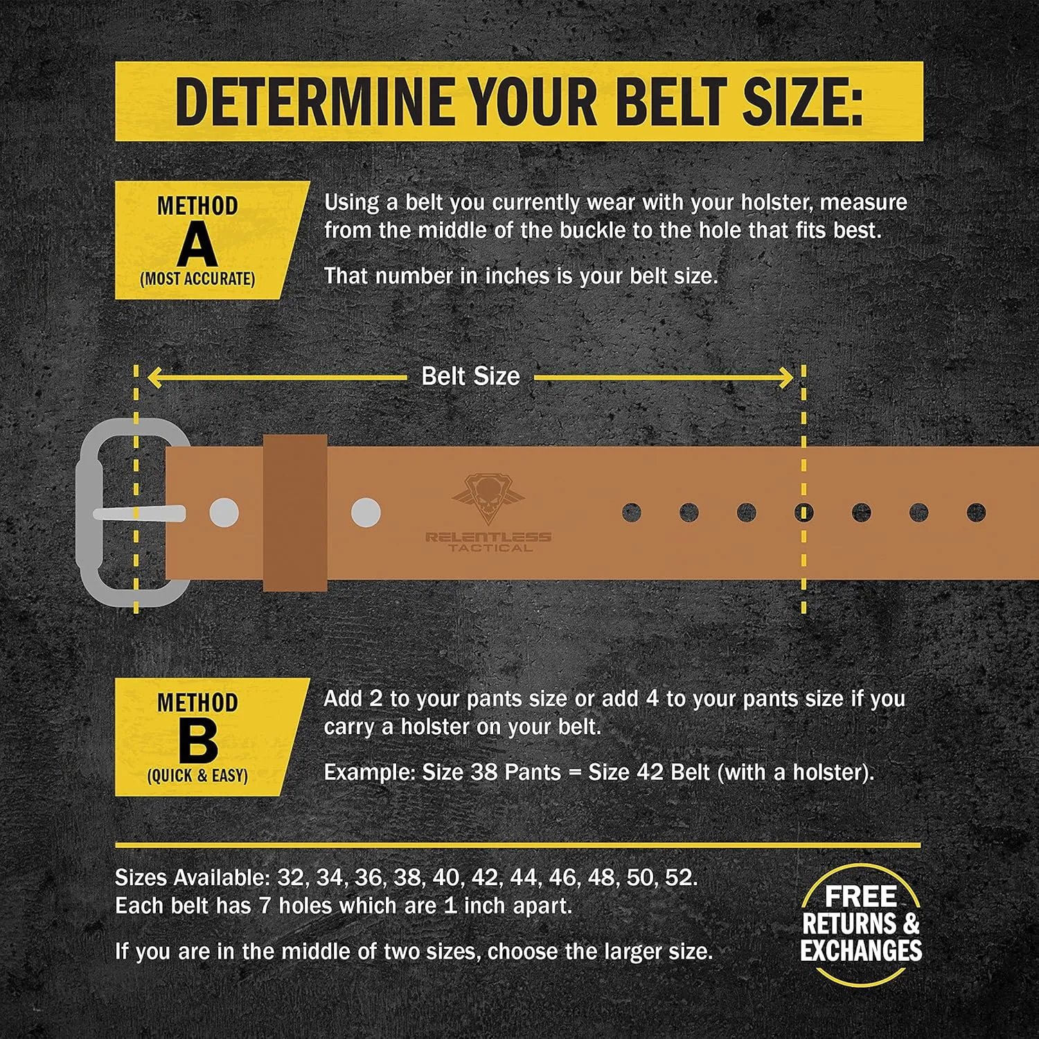 Relentless Tactical The Ultimate Gun Belt | Made in USA | Concealed Carry Belt/CCW Leather Gun Belt for Men