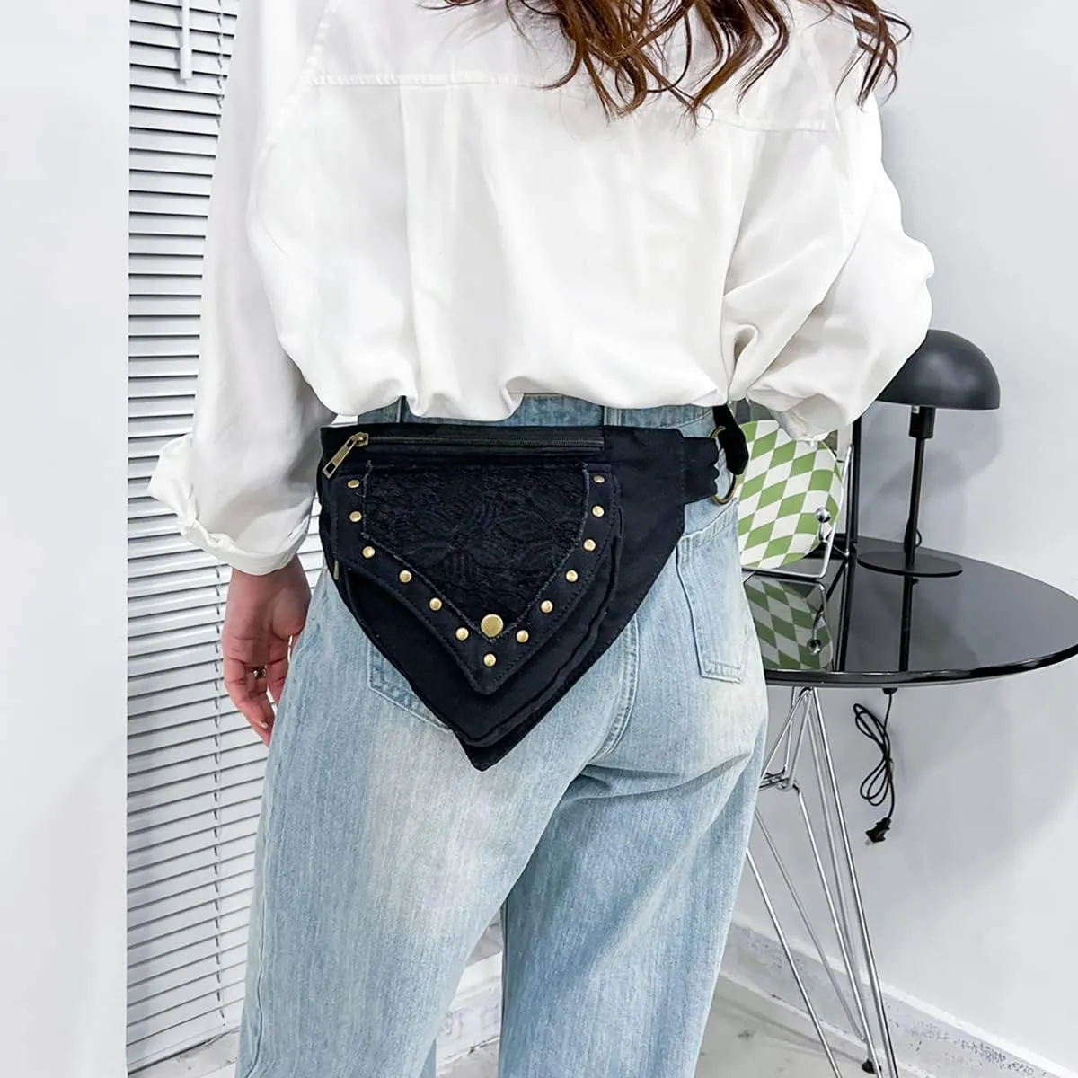 Renaissance Faire Festival Thigh Bag - Drop Leg Fanny Pack for Women - Lace Waist Utility Hip Belt - Renaissance Accessories