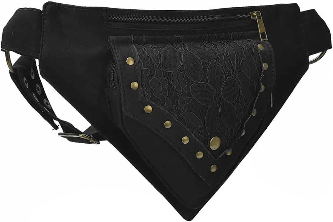Renaissance Faire Festival Thigh Bag - Drop Leg Fanny Pack for Women - Lace Waist Utility Hip Belt - Renaissance Accessories
