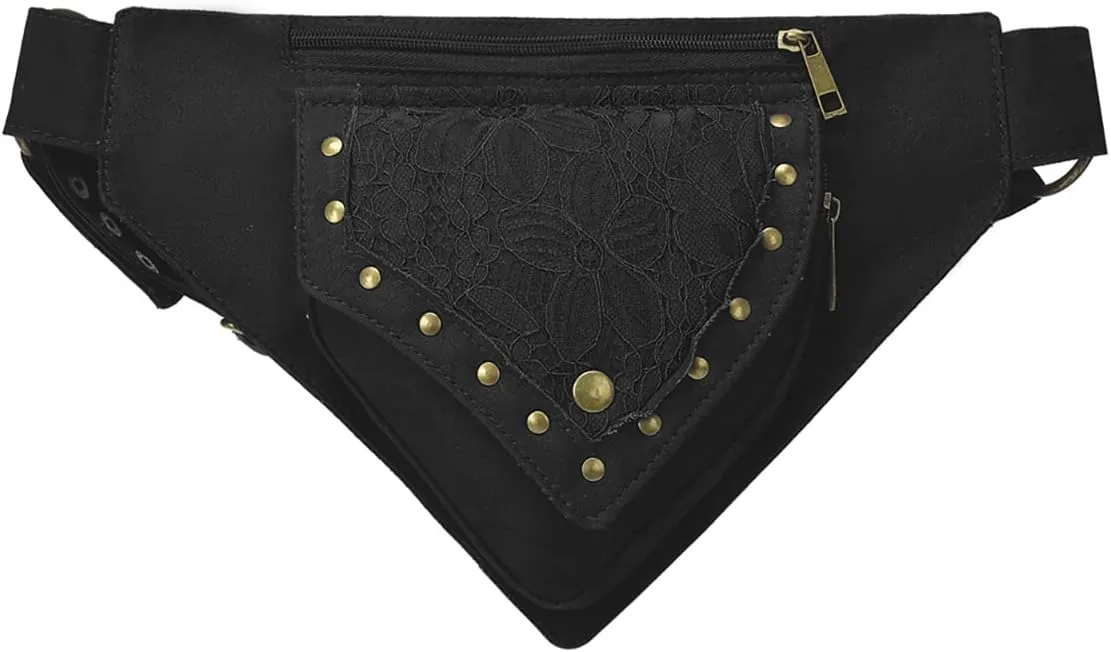 Renaissance Faire Festival Thigh Bag - Drop Leg Fanny Pack for Women - Lace Waist Utility Hip Belt - Renaissance Accessories