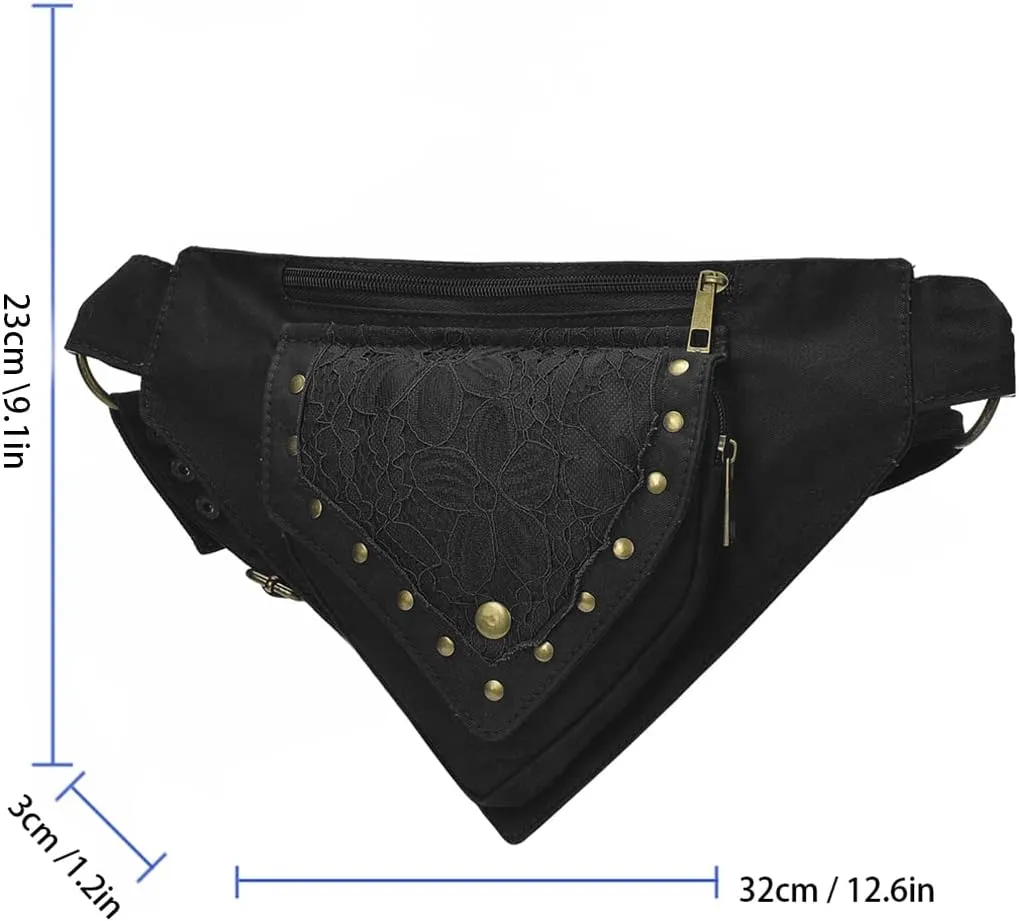 Renaissance Faire Festival Thigh Bag - Drop Leg Fanny Pack for Women - Lace Waist Utility Hip Belt - Renaissance Accessories