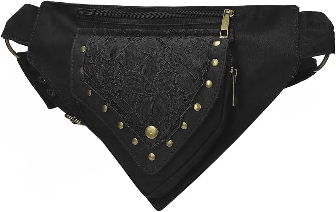 Renaissance Faire Festival Thigh Bag - Drop Leg Fanny Pack for Women - Lace Waist Utility Hip Belt - Renaissance Accessories