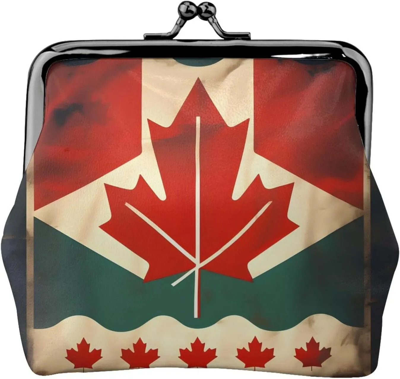 Retro Canada Flag print Coin Purse, Mini Change Purse for Women Small Coin Purse for Key Headset Lipstick