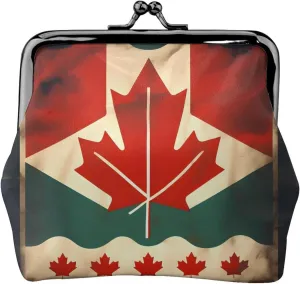 Retro Canada Flag print Coin Purse, Mini Change Purse for Women Small Coin Purse for Key Headset Lipstick