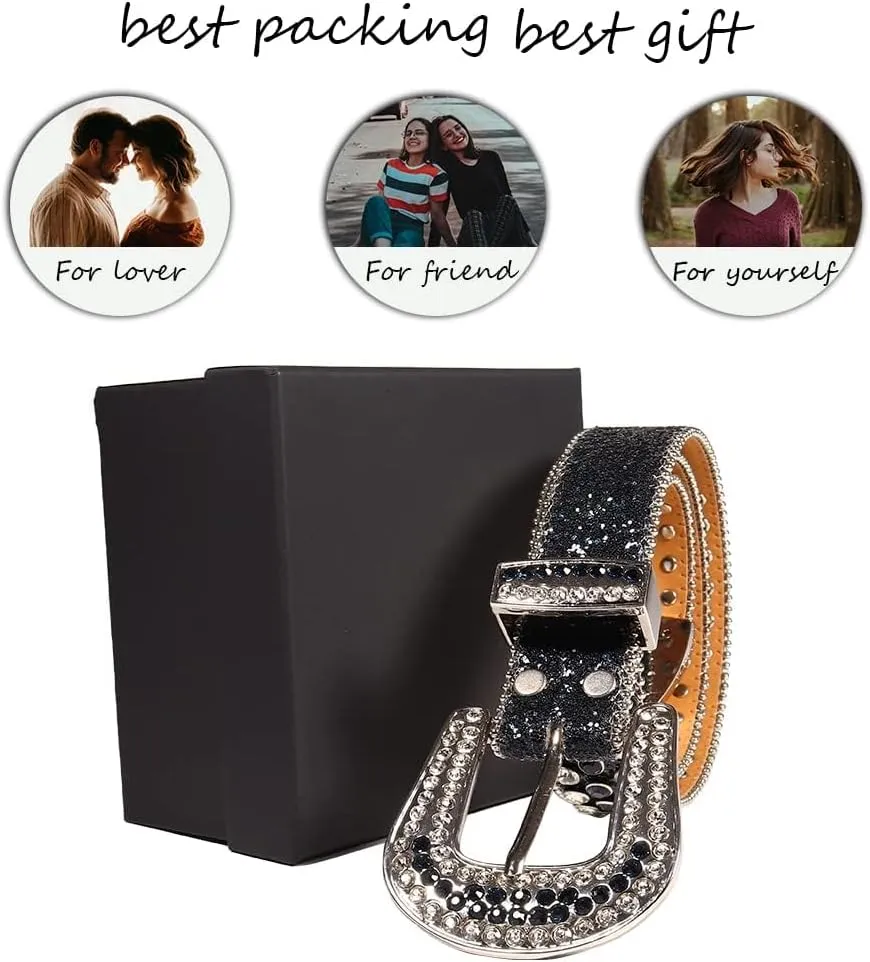 Rhinestone Belt - Shining Diamond Studded Belt for Men & Women - Cowgirl Cowboy Punk Y2K Style
