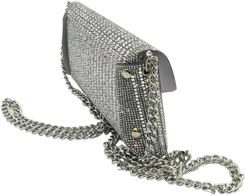 Rhinestone Evening Bag Crystal Bling Purse Sparkly Diamond Clutch Handbag Crossbody Bag for Women Party Club Wedding Prom