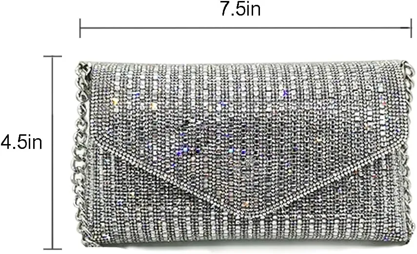 Rhinestone Evening Bag Crystal Bling Purse Sparkly Diamond Clutch Handbag Crossbody Bag for Women Party Club Wedding Prom