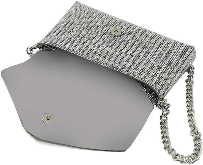 Rhinestone Evening Bag Crystal Bling Purse Sparkly Diamond Clutch Handbag Crossbody Bag for Women Party Club Wedding Prom