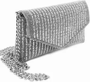 Rhinestone Evening Bag Crystal Bling Purse Sparkly Diamond Clutch Handbag Crossbody Bag for Women Party Club Wedding Prom