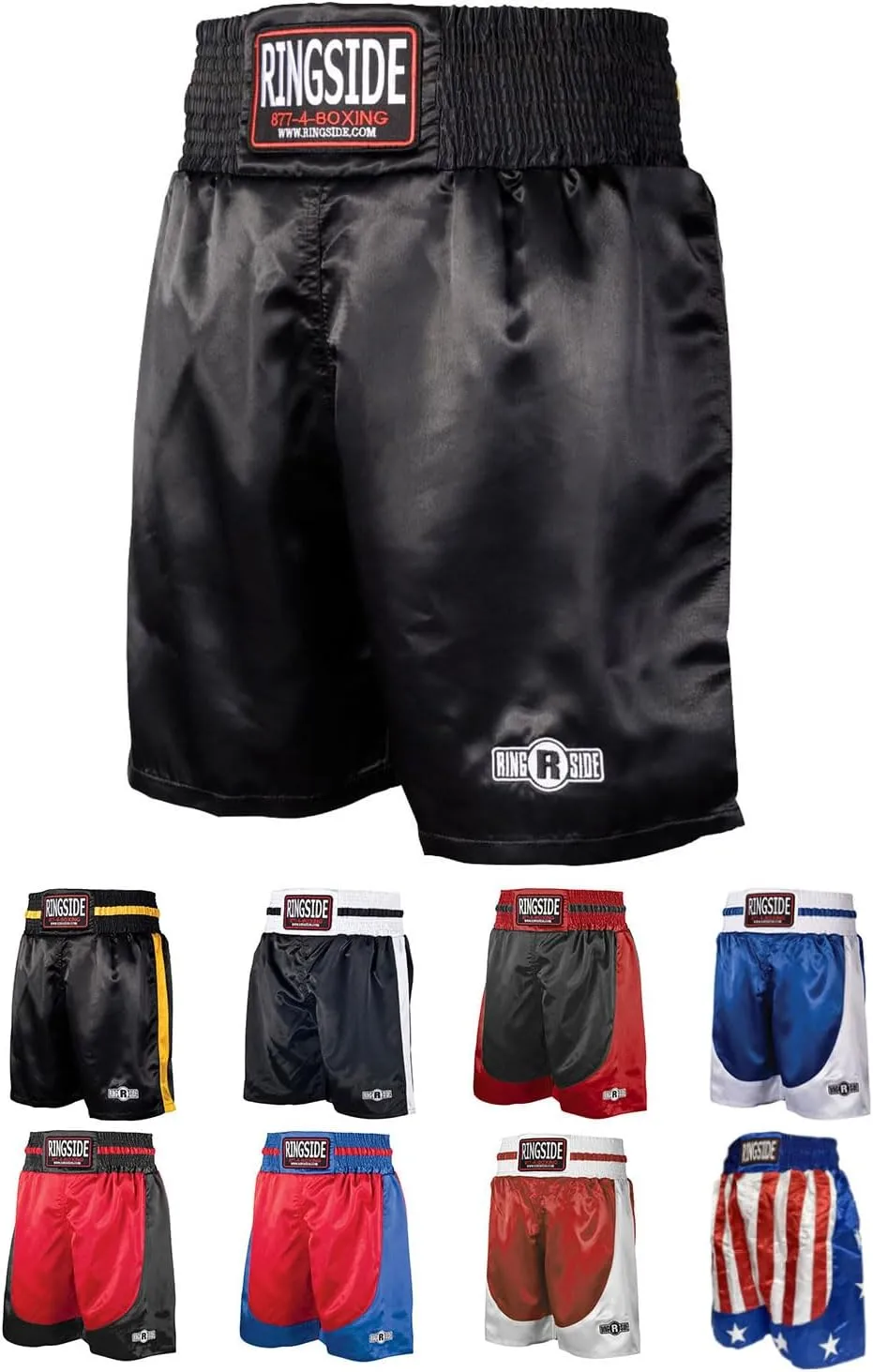 Ringside Pro-Style Boxing Trunks, Satin Shorts for Men and Women, Ideal for Boxing, MMA, Muay Thai