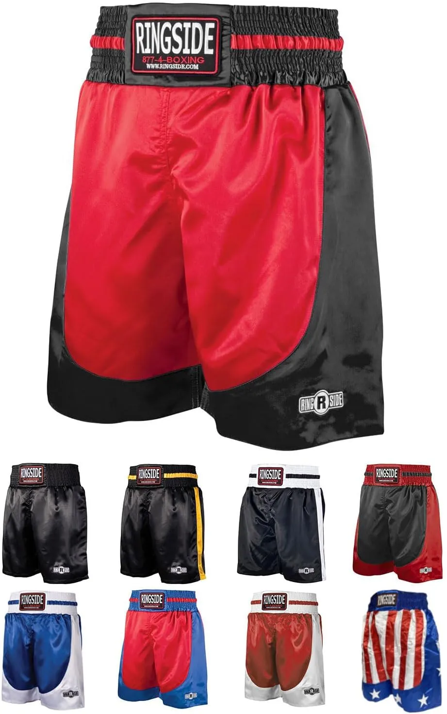 Ringside Pro-Style Boxing Trunks, Satin Shorts for Men and Women, Ideal for Boxing, MMA, Muay Thai