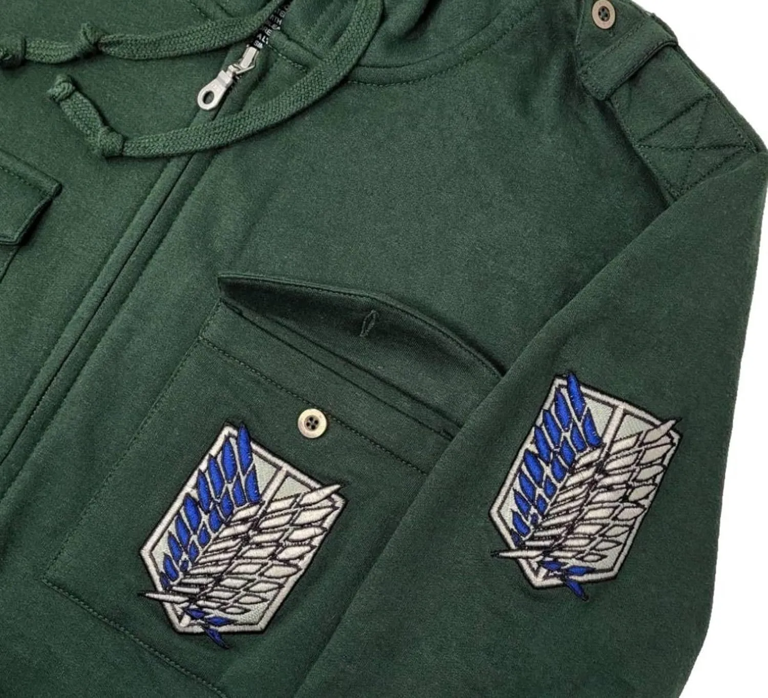 Ripple Junction Attack on Titan Men's Authentic Full Zip-Up Sweatshirt w/Chest Pockets Epaulettes Officially Licensed