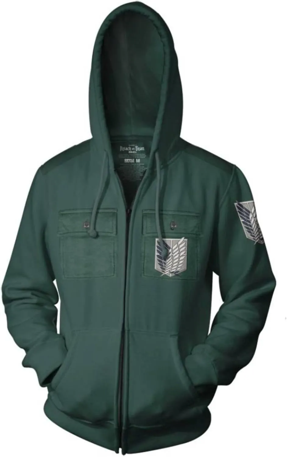 Ripple Junction Attack on Titan Men's Authentic Full Zip-Up Sweatshirt w/Chest Pockets Epaulettes Officially Licensed