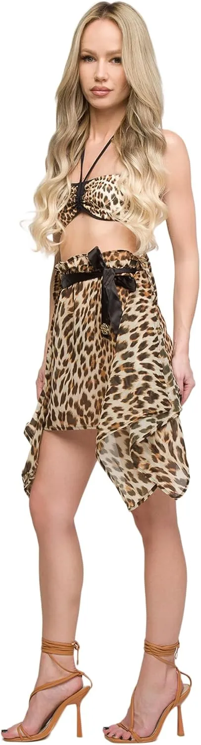 ROBERTO CAVALLI Cheetah Printed Chiffon Cover Up Skirt- for Womens