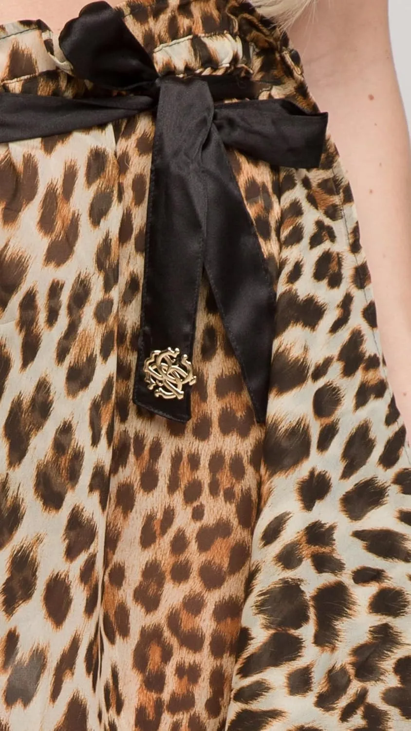 ROBERTO CAVALLI Cheetah Printed Chiffon Cover Up Skirt- for Womens