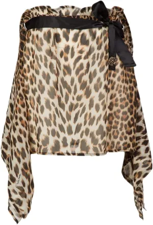 ROBERTO CAVALLI Cheetah Printed Chiffon Cover Up Skirt- for Womens