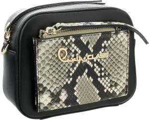 ROBERTO CAVALLI Class Black Snakeskin Textured Susan Small Belt Bag/Shoulder Bag for womens