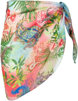 ROBERTO CAVALLI Floral Printed Asymmetric Chiffon Cover Up Skirt- One Size for Womens
