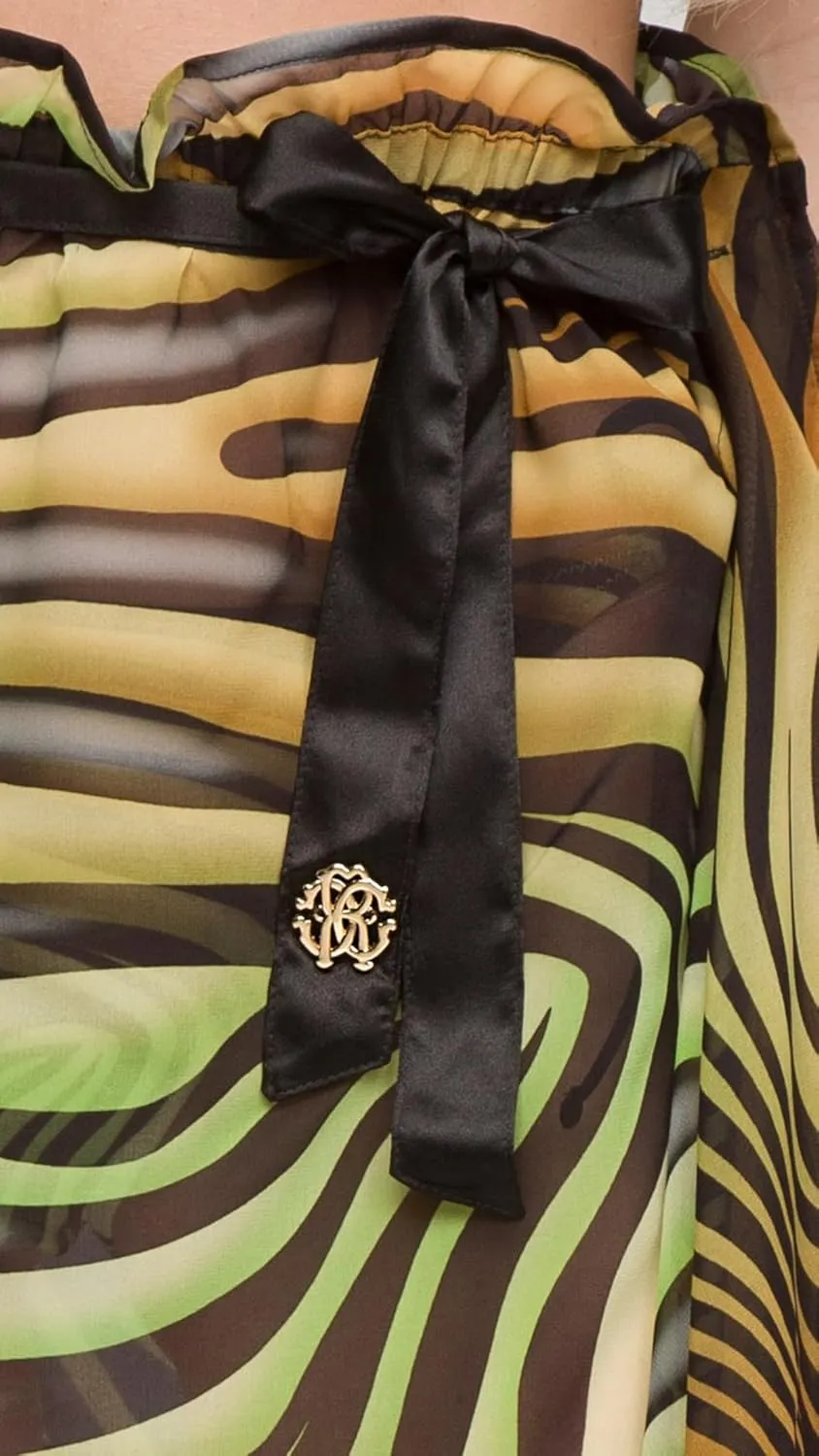 ROBERTO CAVALLI Tiger Printed Chiffon Cover Up Skirt- for Womens