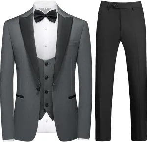 Rogers & Morris Tuxedo Suit for Men Solid 4 Piece Set Regular Fit