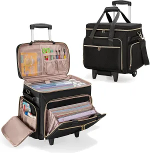 Rolling Teacher Bag with Wheels, Teacher Tote Bag with Detachable Trolley, Fits for 15.6" Laptop(Patent Design)