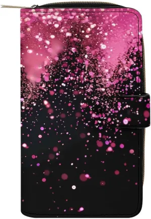 Rose Gold Particles Wallet PU Leather Coin Purse Zip Wallet Mini Pouch Change Purse for Women Men
