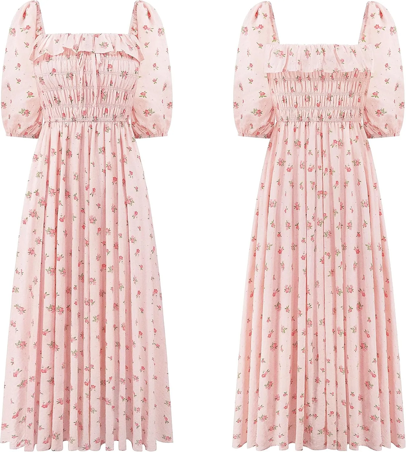 R.Vivimos Women Summer Half Sleeve Cotton Ruffled Vintage Elegant Backless A Line Flowy Long Dresses