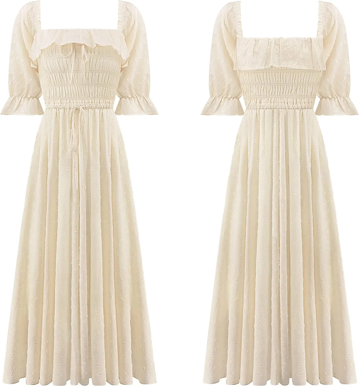 R.Vivimos Women Summer Half Sleeve Cotton Ruffled Vintage Elegant Backless A Line Flowy Long Dresses