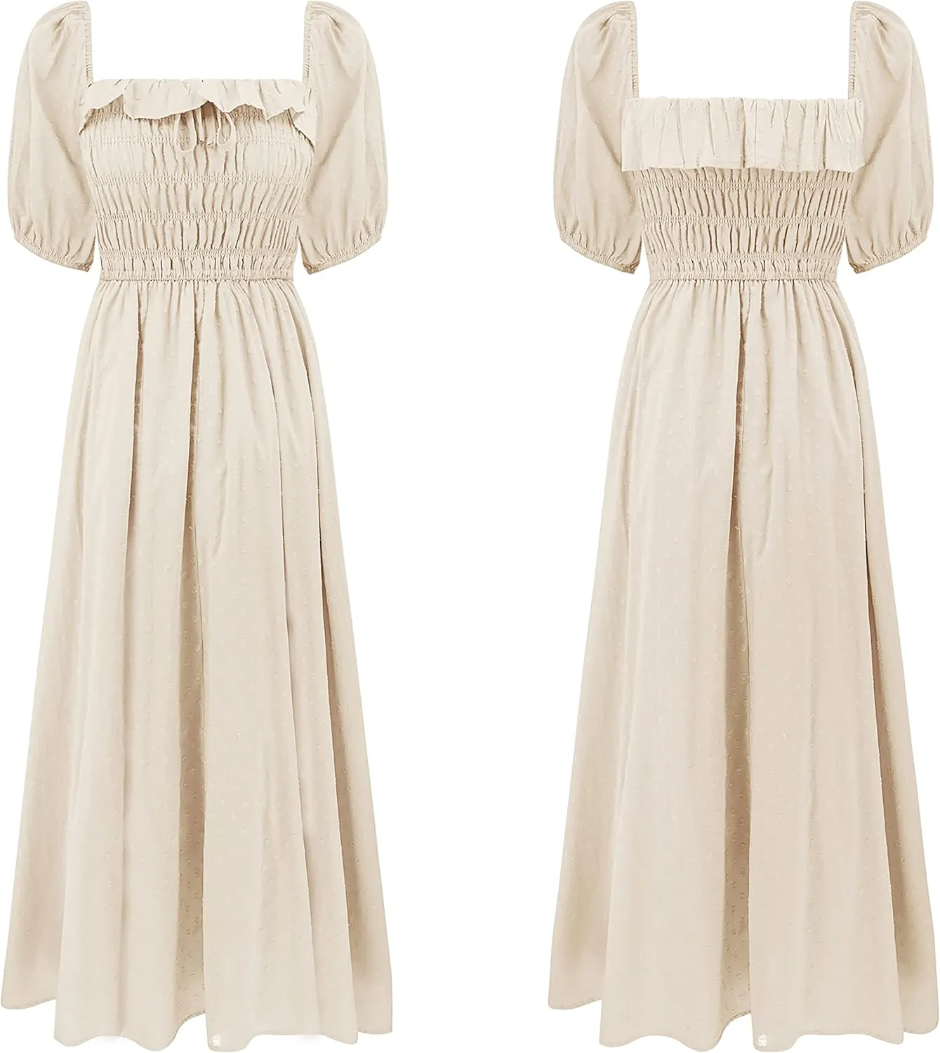 R.Vivimos Women Summer Half Sleeve Cotton Ruffled Vintage Elegant Backless A Line Flowy Long Dresses